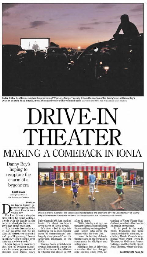 Danny Boys Drive In Movie Theaters - July 2013 Article (newer photo)